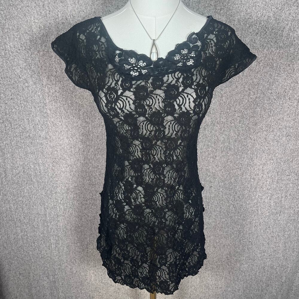 VTG Women's Whimsy Goth Sexy Black Lingerie Mini Dress Size S/M Layering